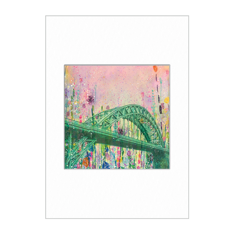 Tyne Bridge (Flowers) Mini Print A4